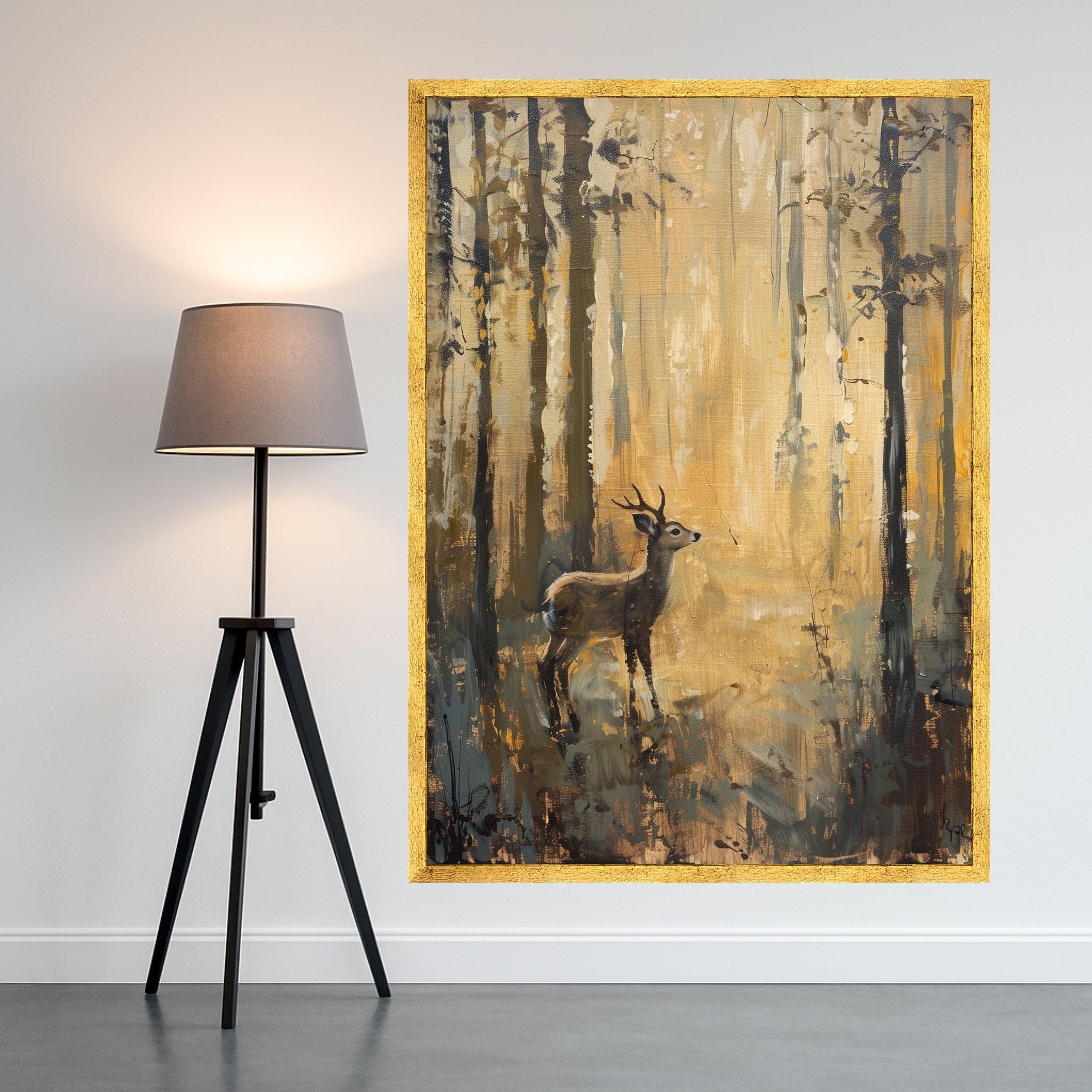 Majestic Deer Art Canvas Wall Art Print Autumn Forest Deer Art Canvas Print Rustic Woodland Wall Art Print Nature Decor