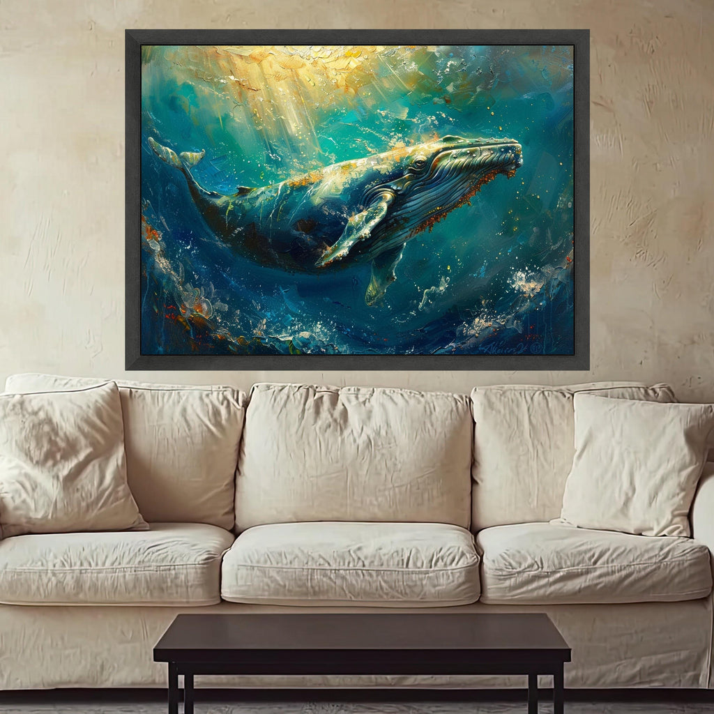 Majestic Blue Whale Art Canvas Wall Art Print Ocean Life Whale Art Canvas Print Marine Animal Wall Art Print Coastal Decor