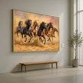 Wild Horses Running Canvas, Framed Animal Art, Galloping Horse Print, Rustic Wall Decoration
