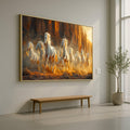 Wild White Horses Canvas, Desert Canyon Run, Nature Wall Art, Framed Animal Print, Rustic Home Decor
