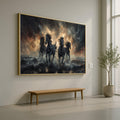 Powerful Black Horses Running Canvas, Stormy Sea Splash Wall Art, Dynamic Animal Canvas, Home Decor Equestrian Design