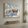 Running Horses Art Canvas Wall Art Print Wild Stallion Herd Snow Landscape Equestrian Decor Rustic Ranch Artwork Gift