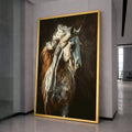 Majestic White Horse Canvas, Running Horse Wall Art, Equestrian Home Decor, Animal Portrait Canvas, Dynamic Movement Artwork