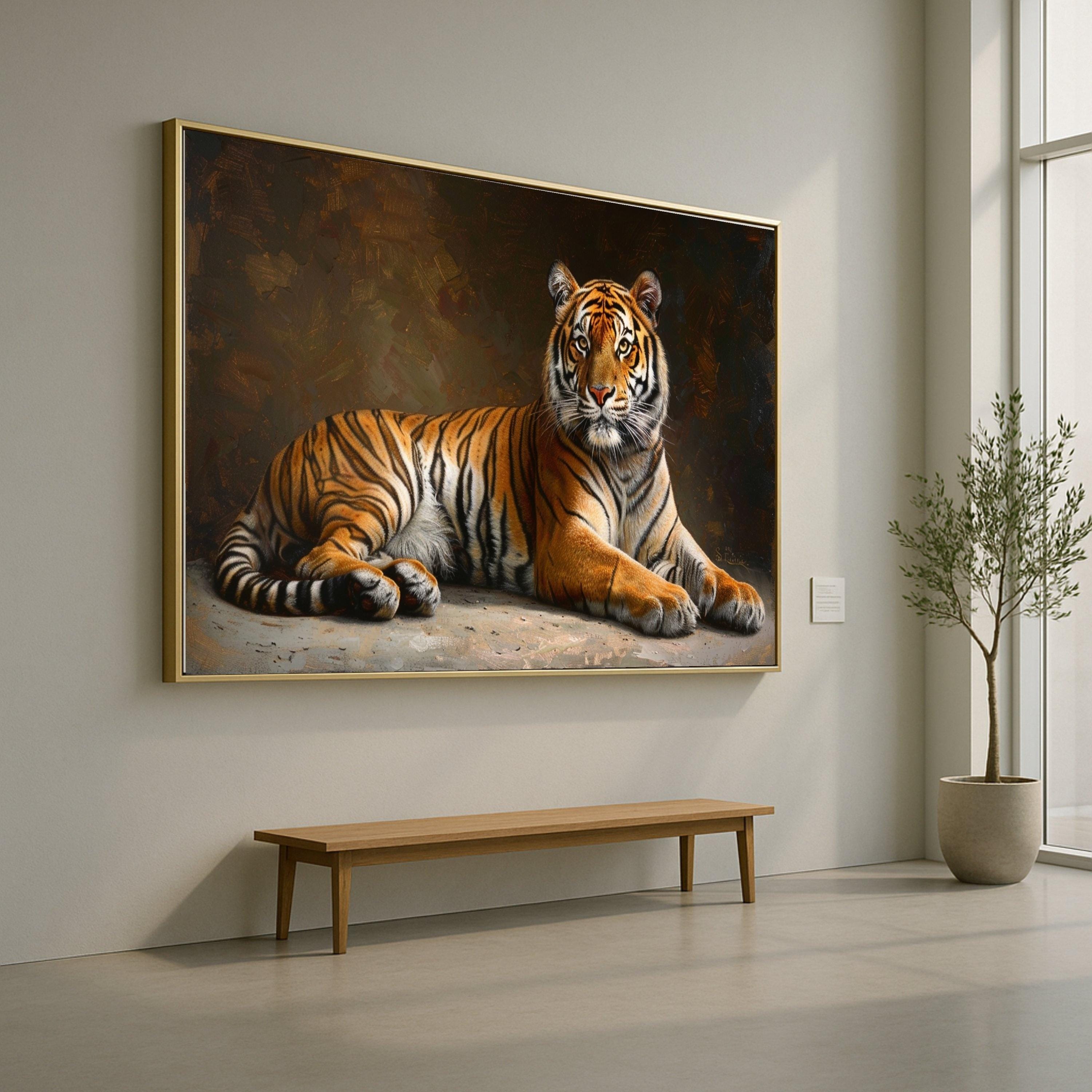 Majestic Bengal Tiger Canvas, Realistic Animal Wall Art, Wildlife Decoration, Nature Canvas Print, Big Cat Art for Home