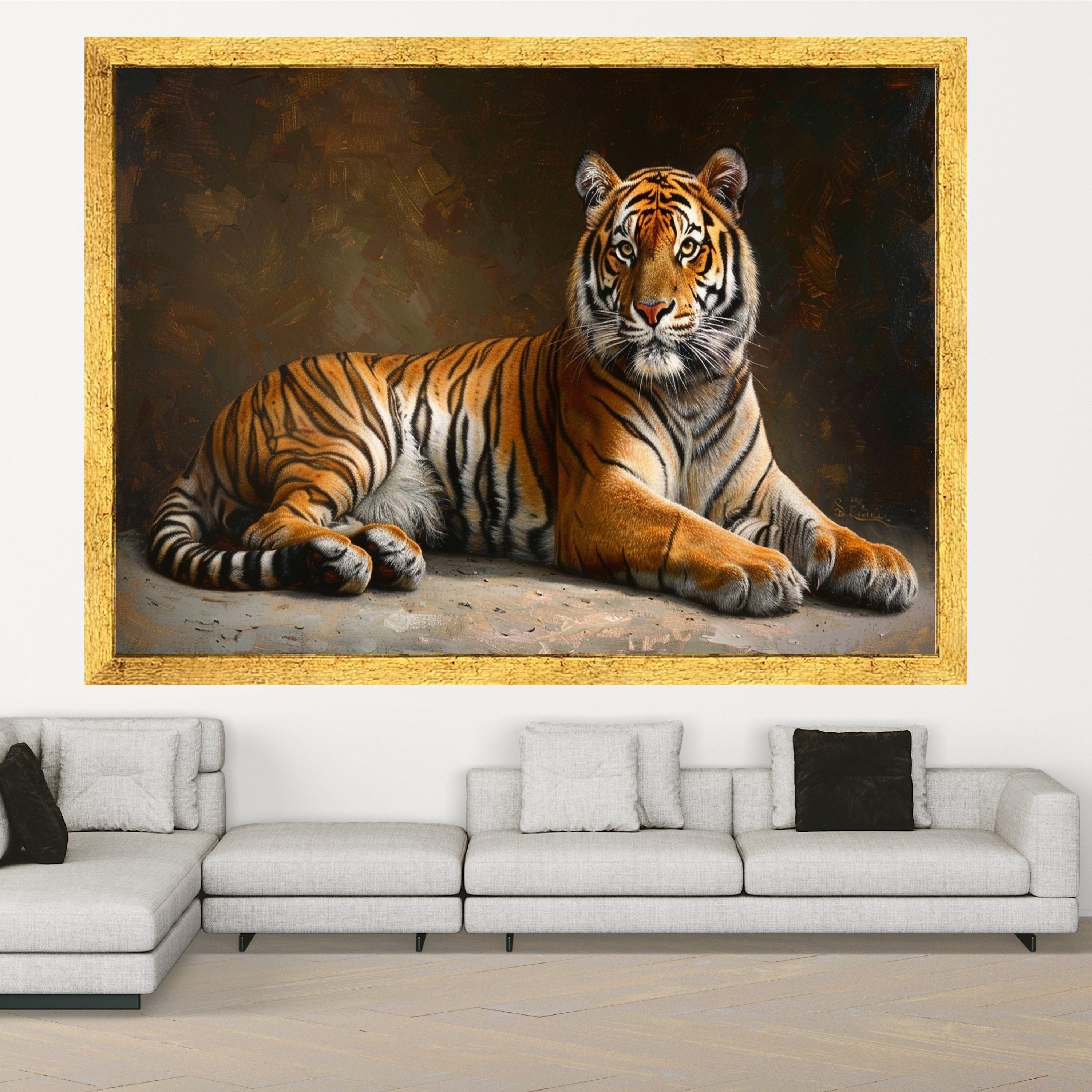 Majestic Bengal Tiger Canvas, Realistic Animal Wall Art, Wildlife Decoration, Nature Canvas Print, Big Cat Art for Home