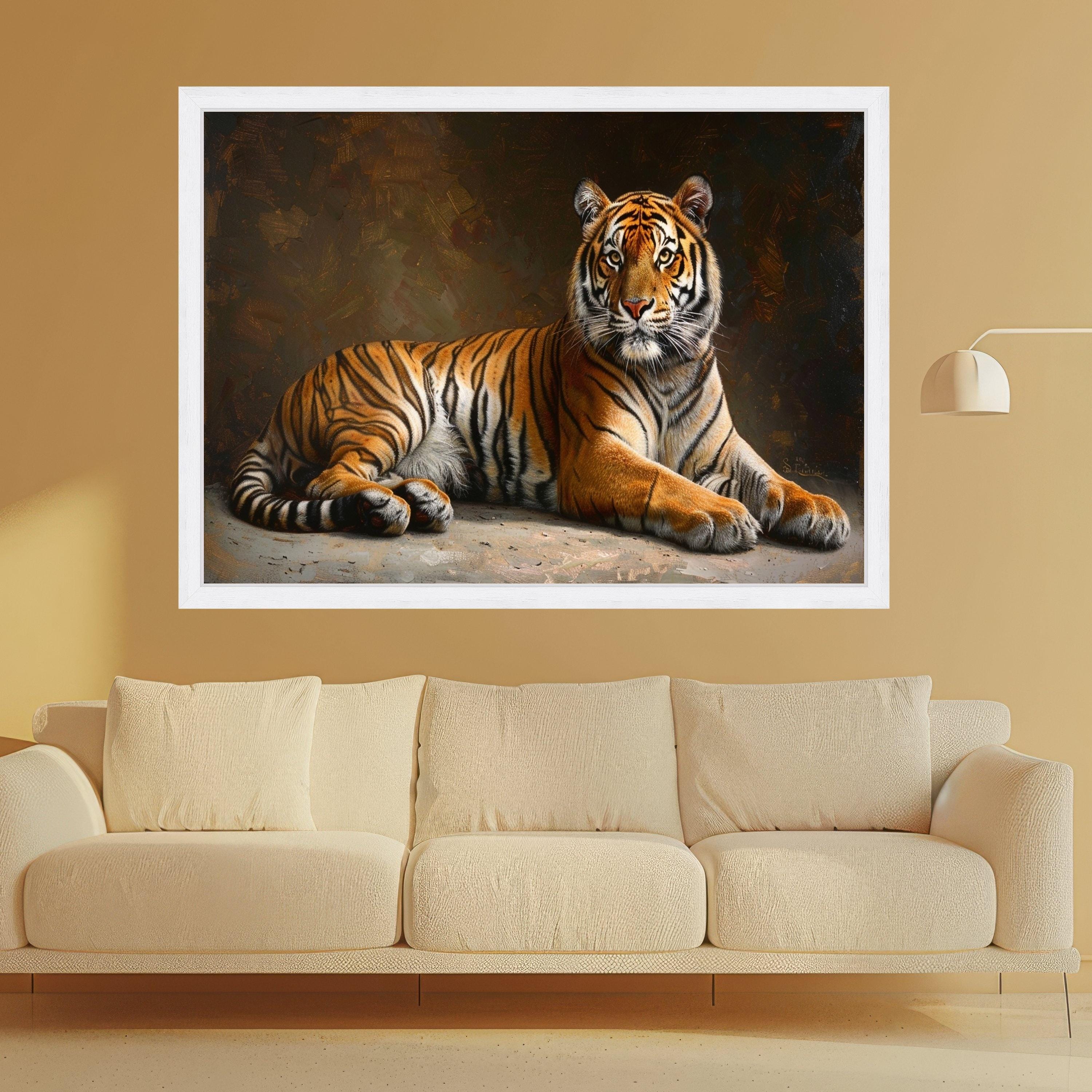 Majestic Bengal Tiger Canvas, Realistic Animal Wall Art, Wildlife Decoration, Nature Canvas Print, Big Cat Art for Home
