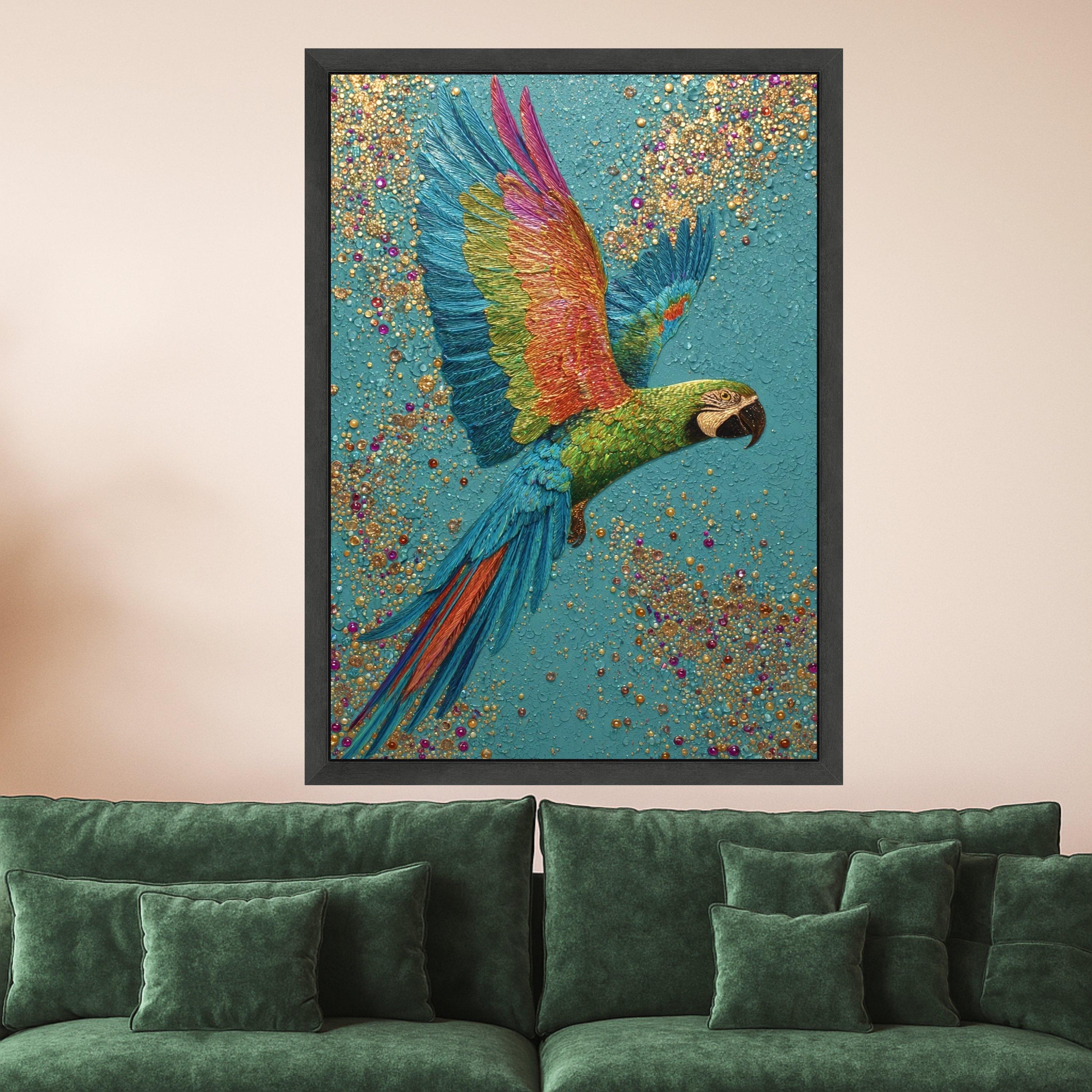 Colorful Parrot Art, Tropical Bird Canvas, Exotic Wall Art, Vibrant Parrot Print, Boho Canvas Decor, Wildlife Wall Print
