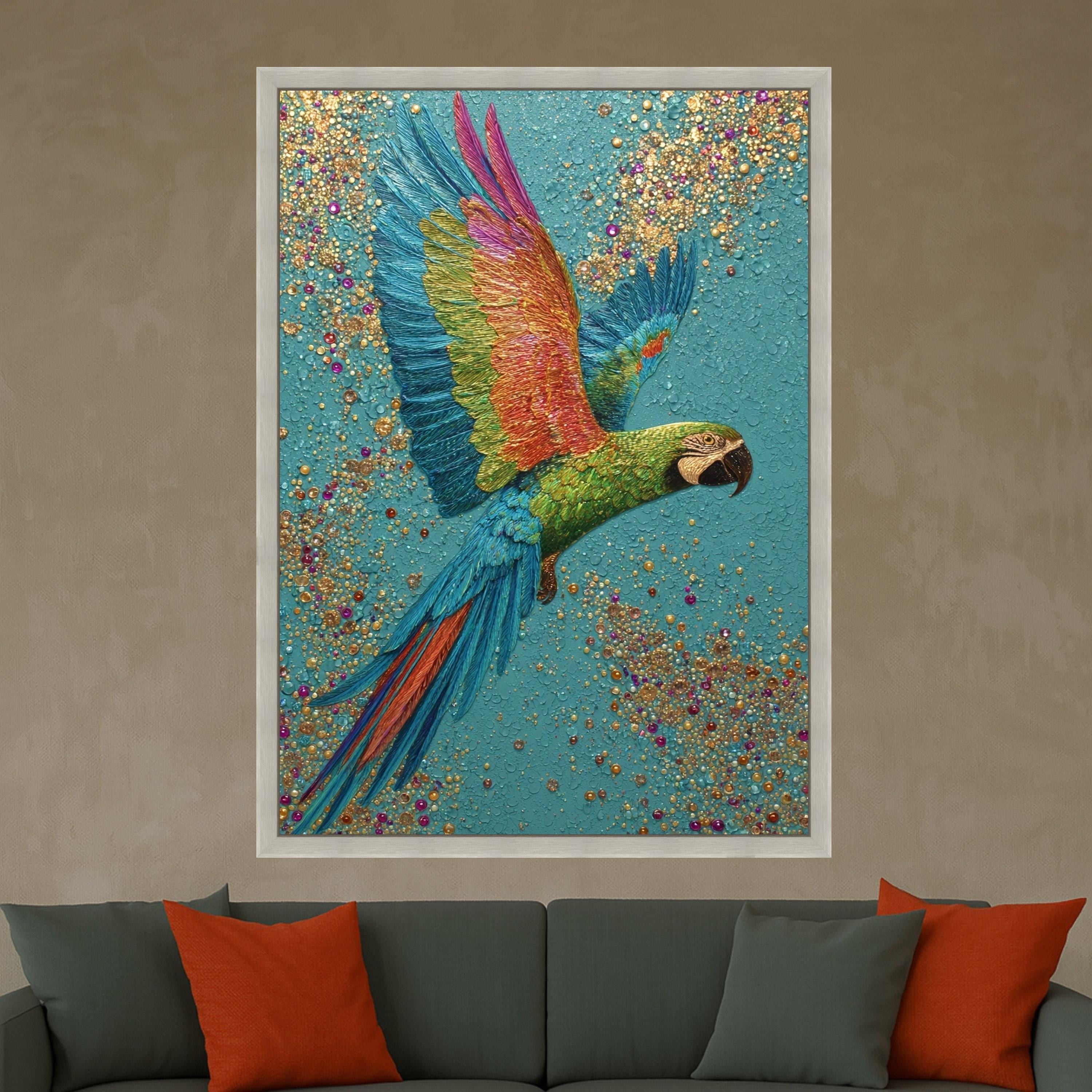 Colorful Parrot Art, Tropical Bird Canvas, Exotic Wall Art, Vibrant Parrot Print, Boho Canvas Decor, Wildlife Wall Print