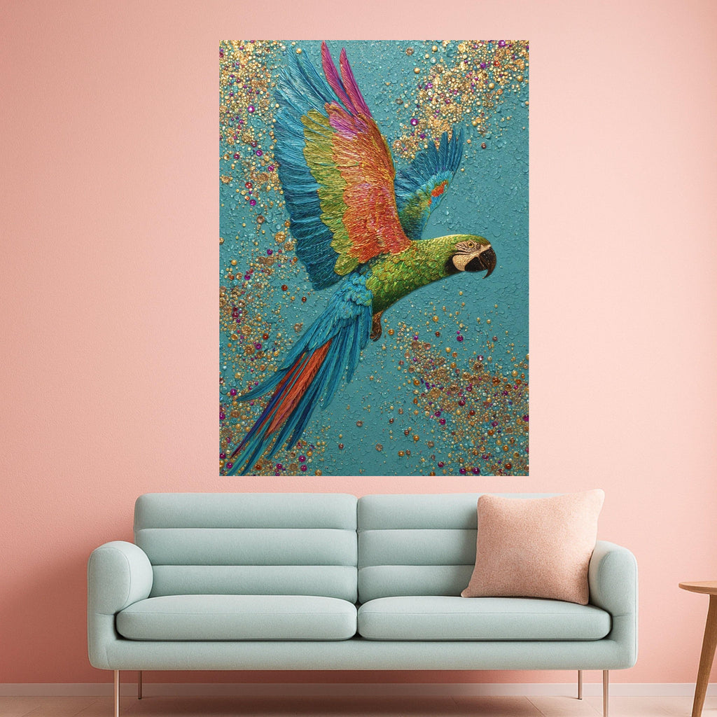 Colorful Parrot Art, Tropical Bird Canvas, Exotic Wall Art, Vibrant Parrot Print, Boho Canvas Decor, Wildlife Wall Print