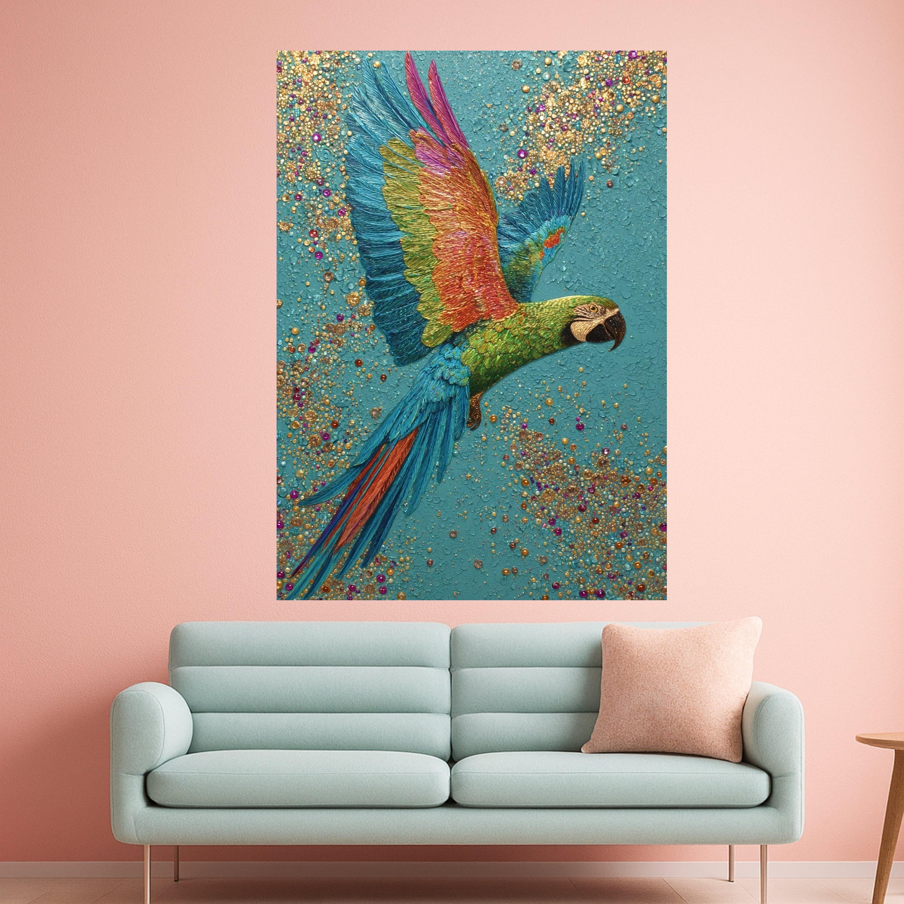 Colorful Parrot Art, Tropical Bird Canvas, Exotic Wall Art, Vibrant Parrot Print, Boho Canvas Decor, Wildlife Wall Print