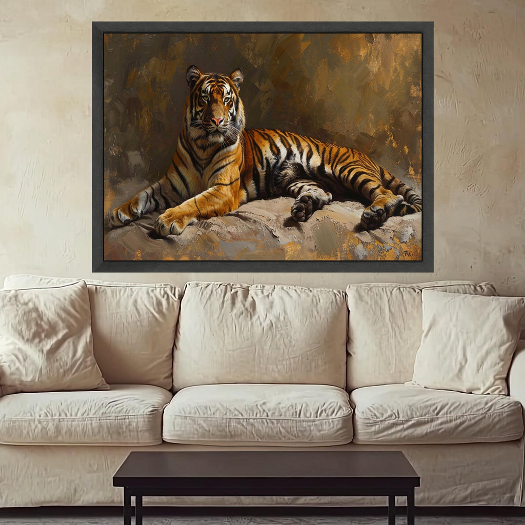 Majestic Bengal Tiger Canvas Art, Wildlife Wall Decor, Animal Portrait Canvas, Nature Inspired Home Decoration, Ready to Hang Wall Art