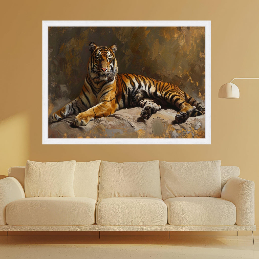 Majestic Bengal Tiger Canvas Art, Wildlife Wall Decor, Animal Portrait Canvas, Nature Inspired Home Decoration, Ready to Hang Wall Art