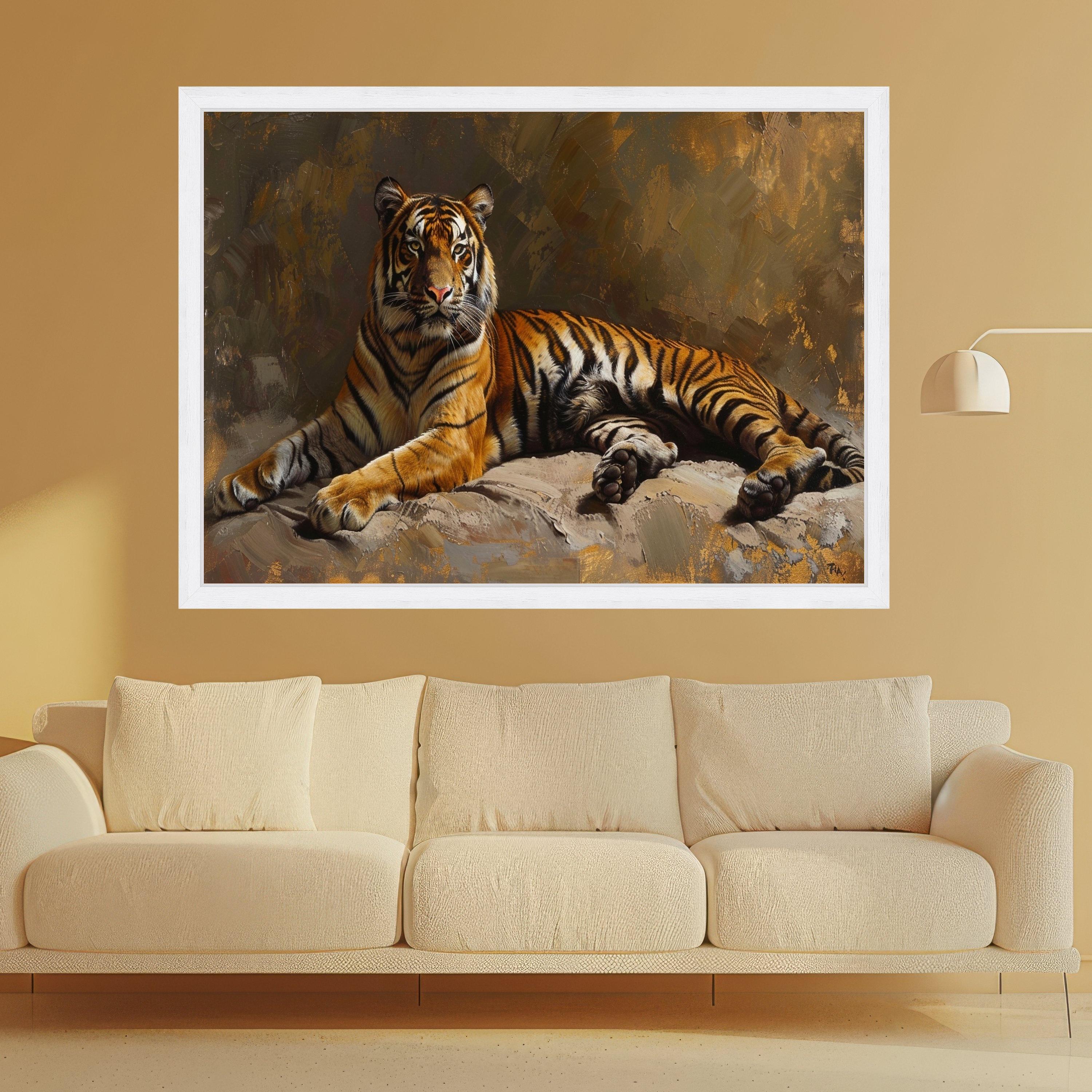 Majestic Bengal Tiger Canvas Art, Wildlife Wall Decor, Animal Portrait Canvas, Nature Inspired Home Decoration, Ready to Hang Wall Art