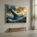 Majestic Humpback Whale Canvas, Ocean Splash Wall Art, Marine Wildlife Decor, Sea Nature Canvas, Dynamic Water Scene, Coastal Wall