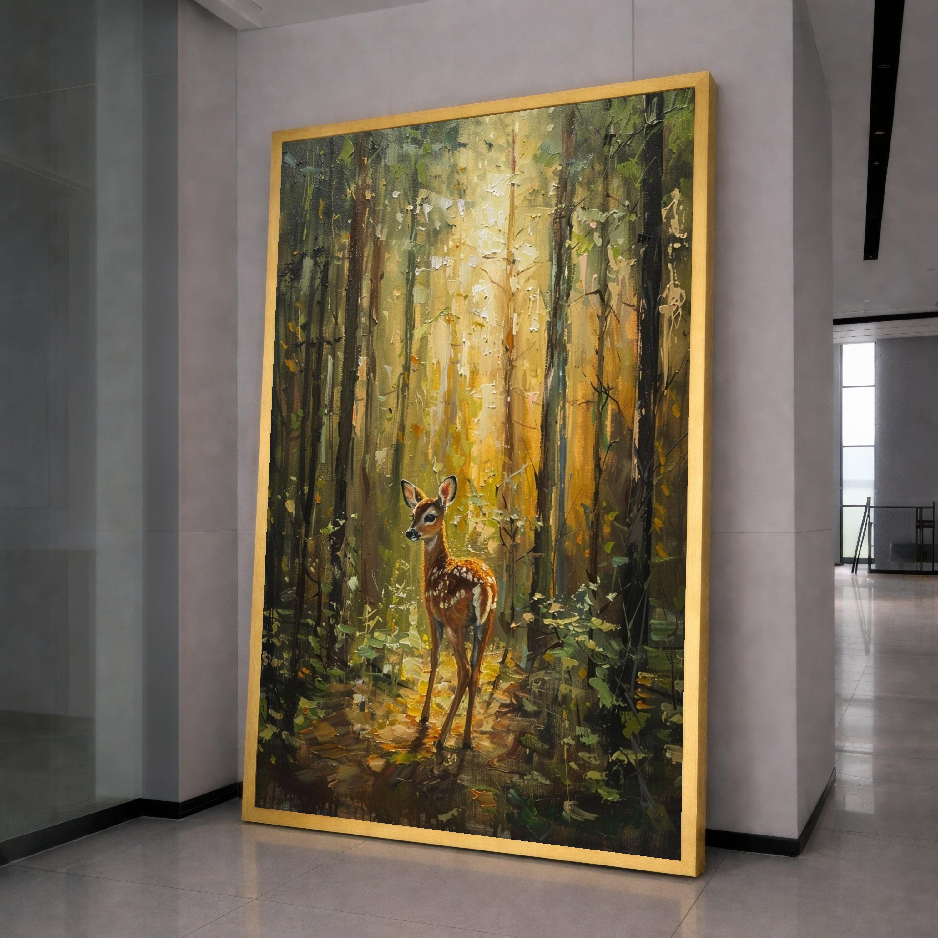 Gentle Fawn in Sunlit Forest Canvas, Woodland Animal Wall Art, Nature Scene Canvas, Rustic Home Decoration, Woodland Wildlife Canvas