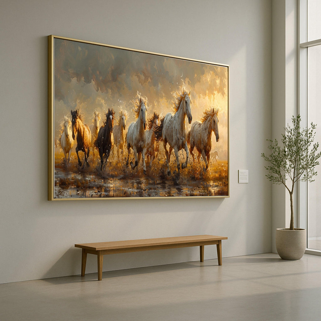 Wild Horses Running Canvas, Sunset Landscape Wall Art, Nature Animal Print, Motion Energy Canvas, Rustic Home Decor, Ready to Hang