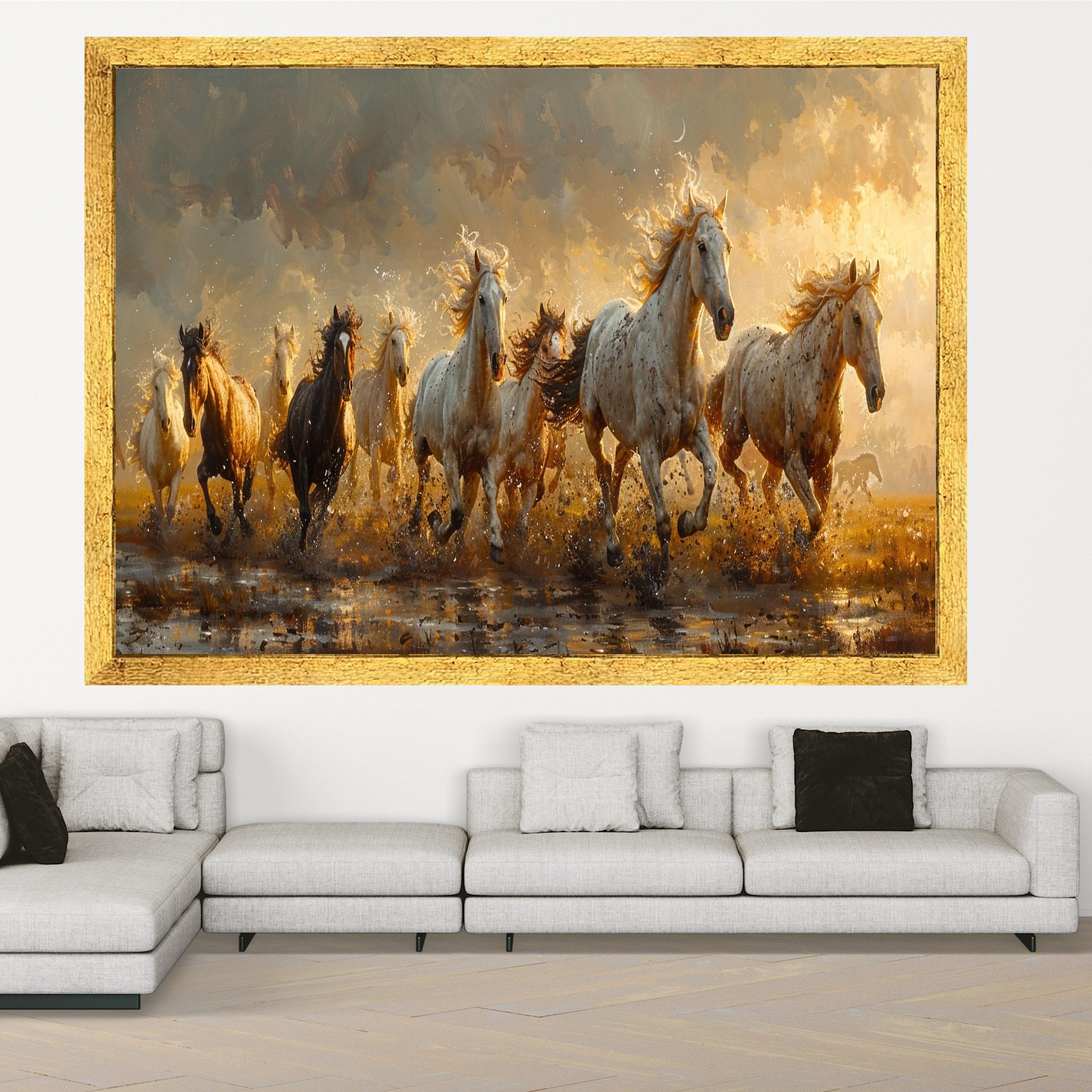 Wild Horses Running Canvas, Sunset Landscape Wall Art, Nature Animal Print, Motion Energy Canvas, Rustic Home Decor, Ready to Hang