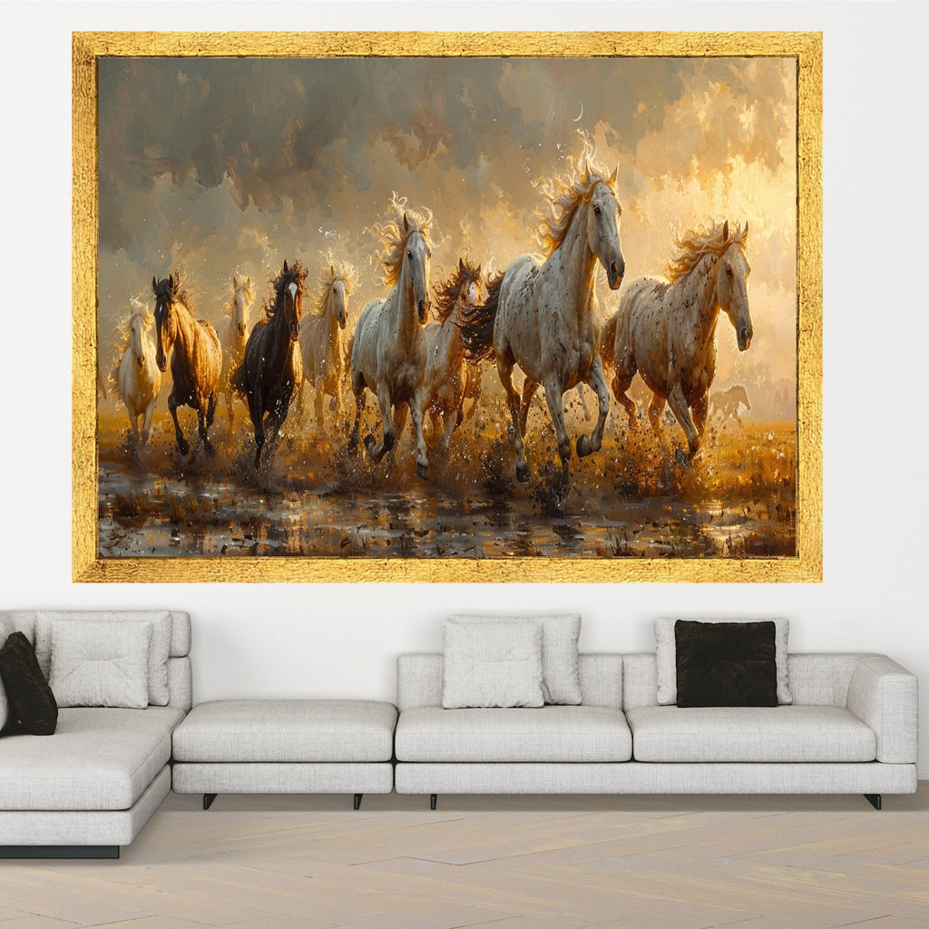 Wild Horses Running Canvas, Sunset Landscape Wall Art, Nature Animal Print, Motion Energy Canvas, Rustic Home Decor, Ready to Hang