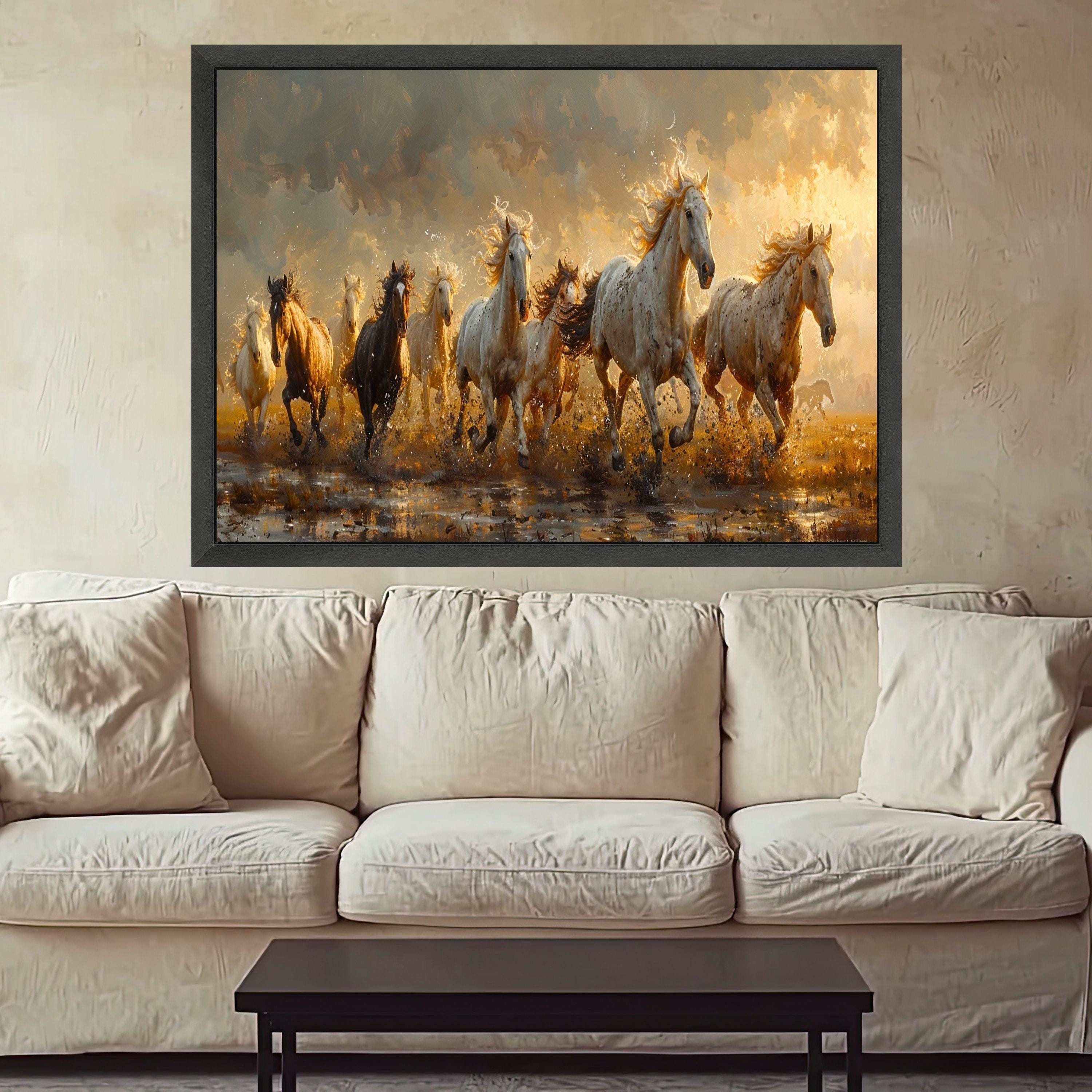Wild Horses Running Canvas, Sunset Landscape Wall Art, Nature Animal Print, Motion Energy Canvas, Rustic Home Decor, Ready to Hang