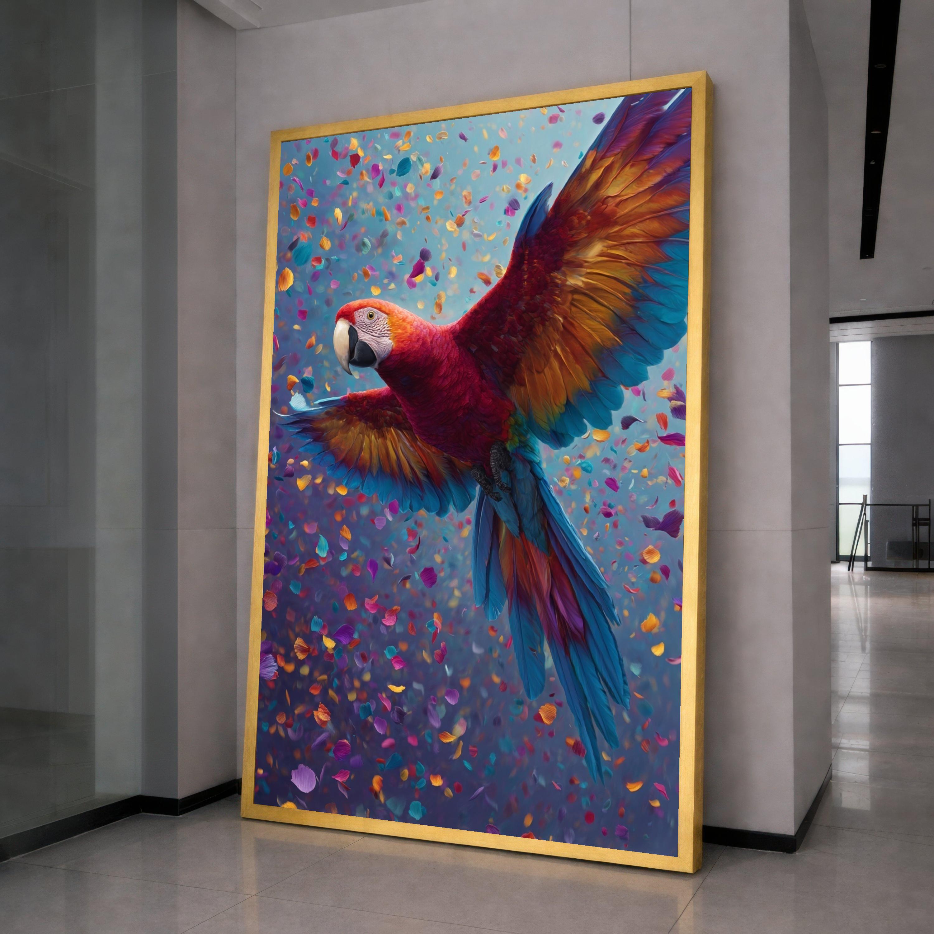 Vibrant Macaw Parrot Canvas, Tropical Bird Wall Art, Colorful Feather Flight, Exotic Wildlife Canvas, Home Decoration Art