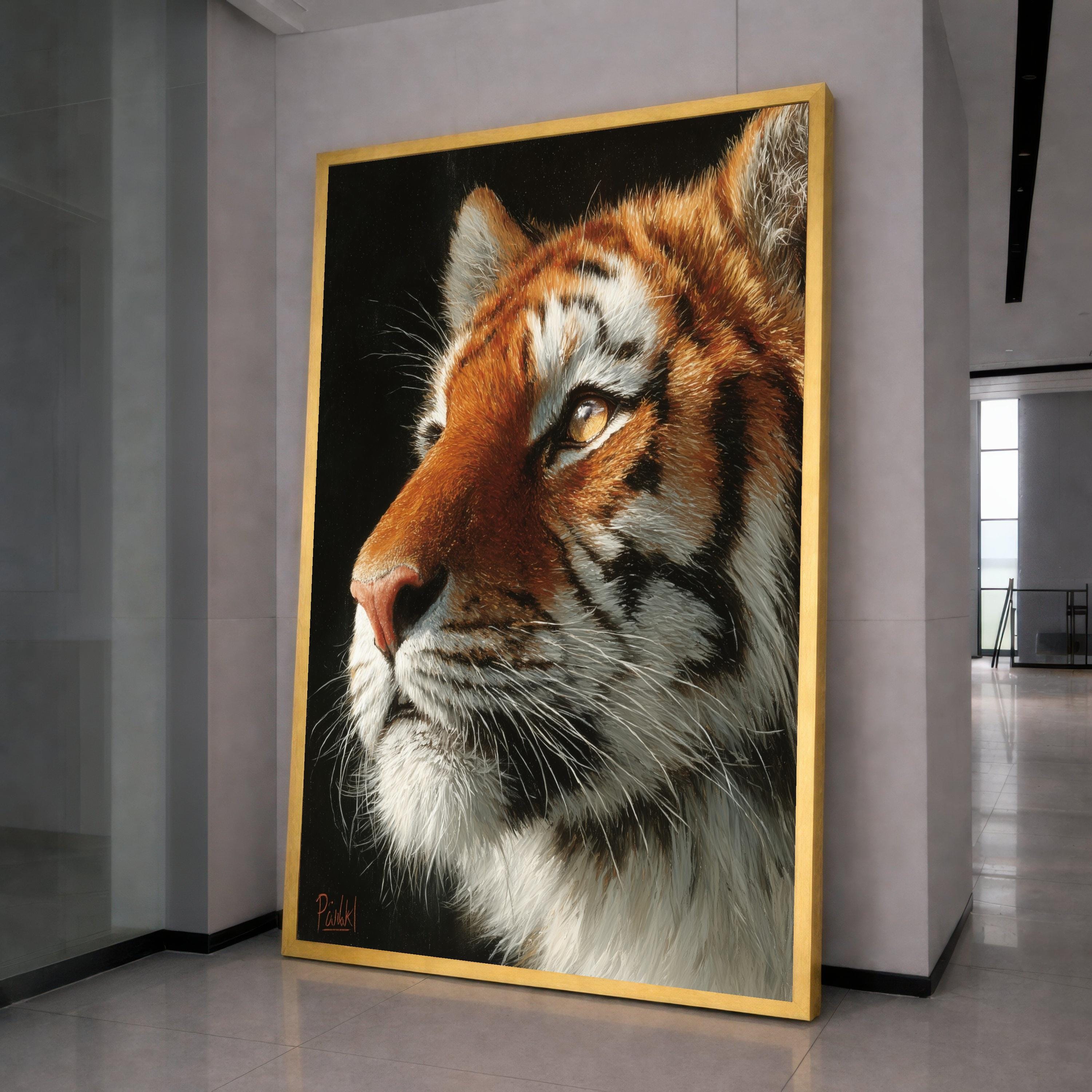 Regal Tiger Portrait Canvas, Close-Up Wildlife Wall Art, Big Cat Animal Canvas, Nature Inspired Home Decoration