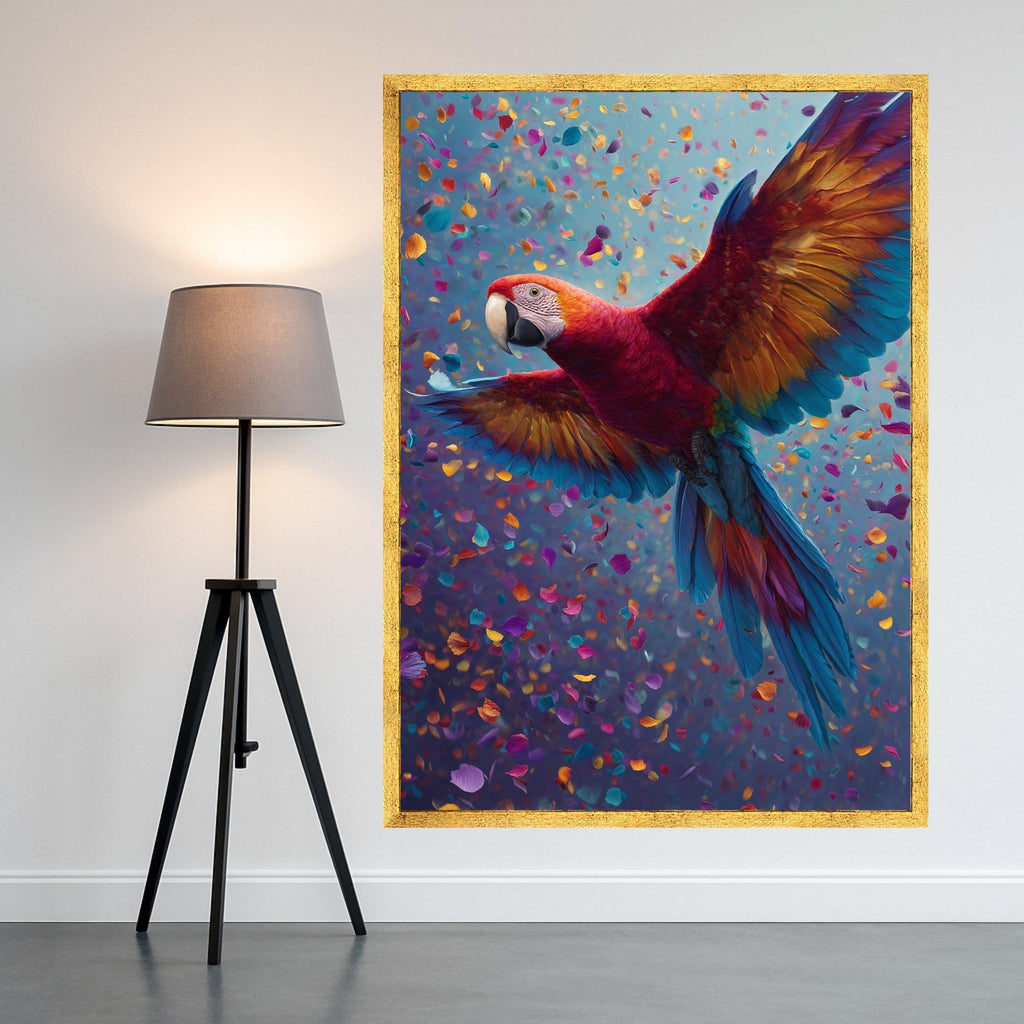 Vibrant Macaw Parrot Canvas, Tropical Bird Wall Art, Colorful Feather Flight, Exotic Wildlife Canvas, Home Decoration Art