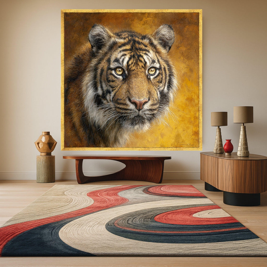 Majestic Tiger Portrait Canvas, Wildlife Wall Art, Animal Face Close-Up, Nature Home Decor, Ready to Hang Canvas