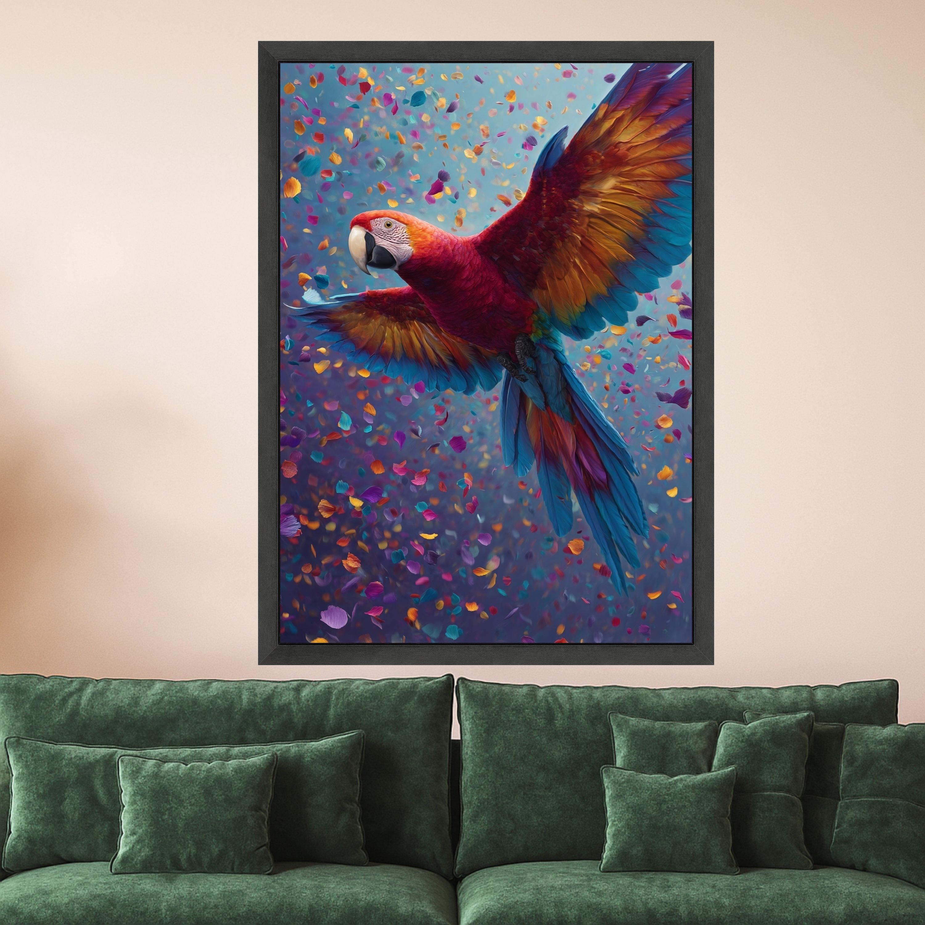 Vibrant Macaw Parrot Canvas, Tropical Bird Wall Art, Colorful Feather Flight, Exotic Wildlife Canvas, Home Decoration Art