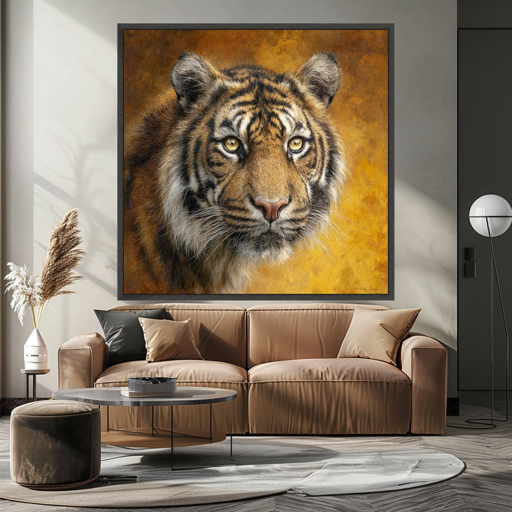 Majestic Tiger Portrait Canvas, Wildlife Wall Art, Animal Face Close-Up, Nature Home Decor, Ready to Hang Canvas