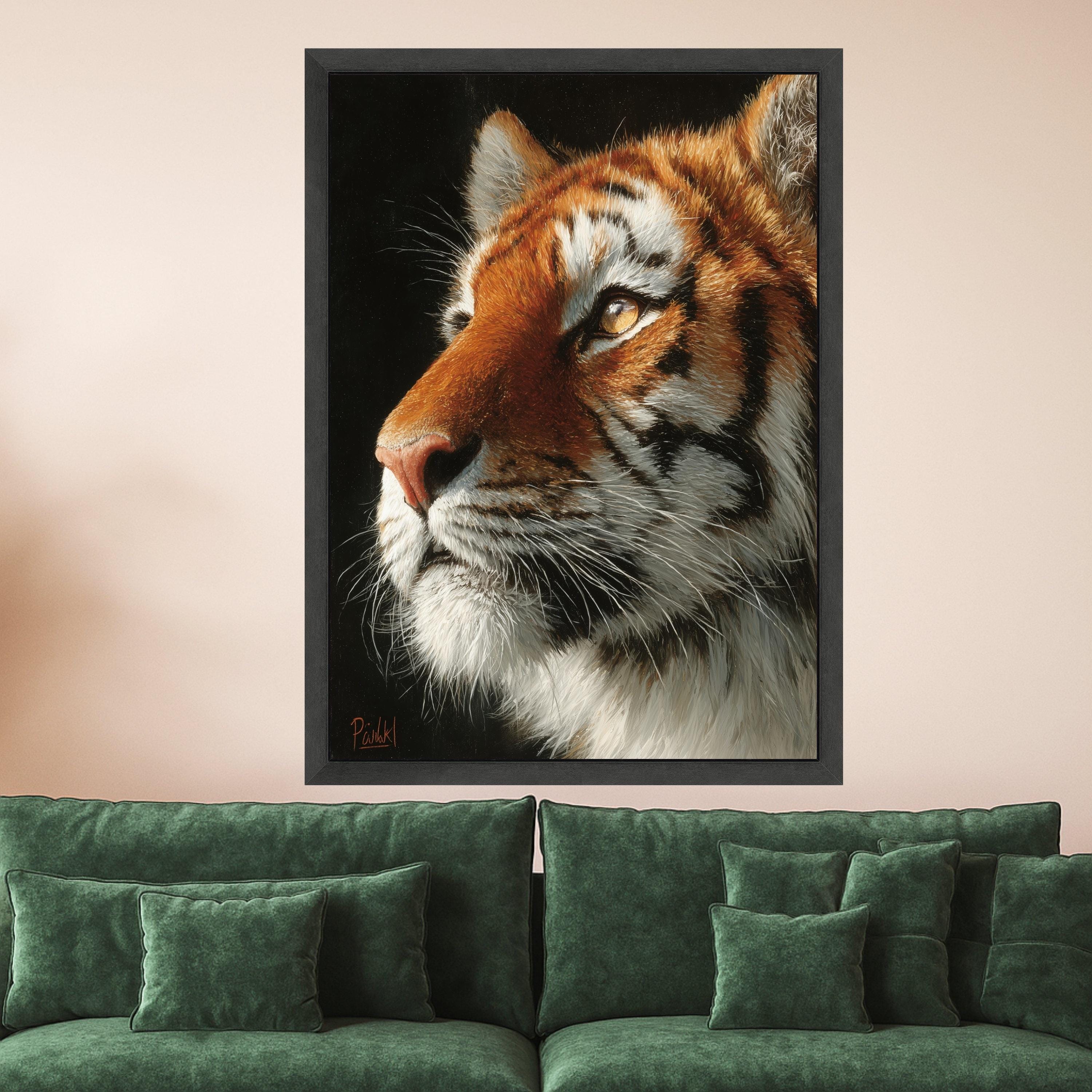 Regal Tiger Portrait Canvas, Close-Up Wildlife Wall Art, Big Cat Animal Canvas, Nature Inspired Home Decoration