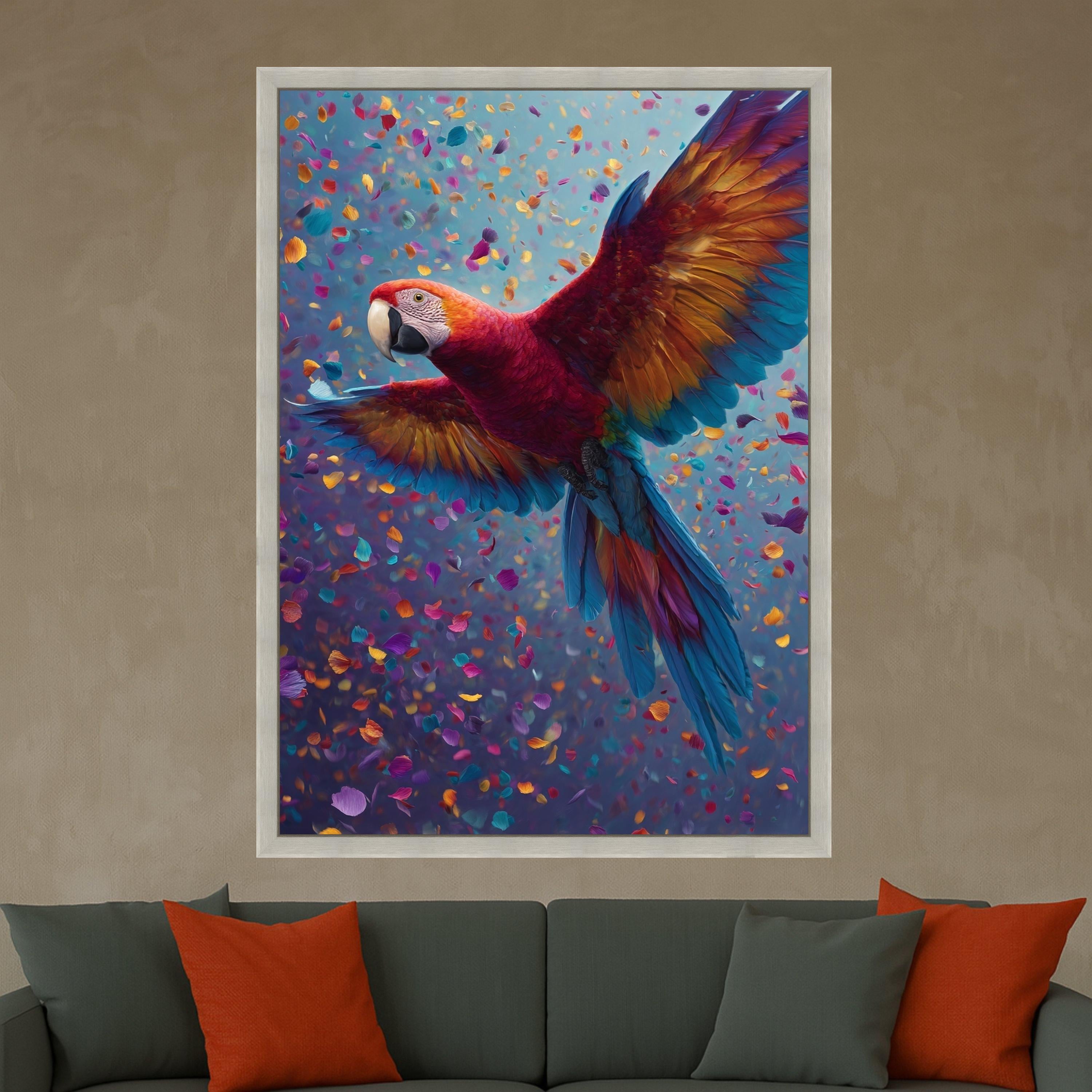 Vibrant Macaw Parrot Canvas, Tropical Bird Wall Art, Colorful Feather Flight, Exotic Wildlife Canvas, Home Decoration Art