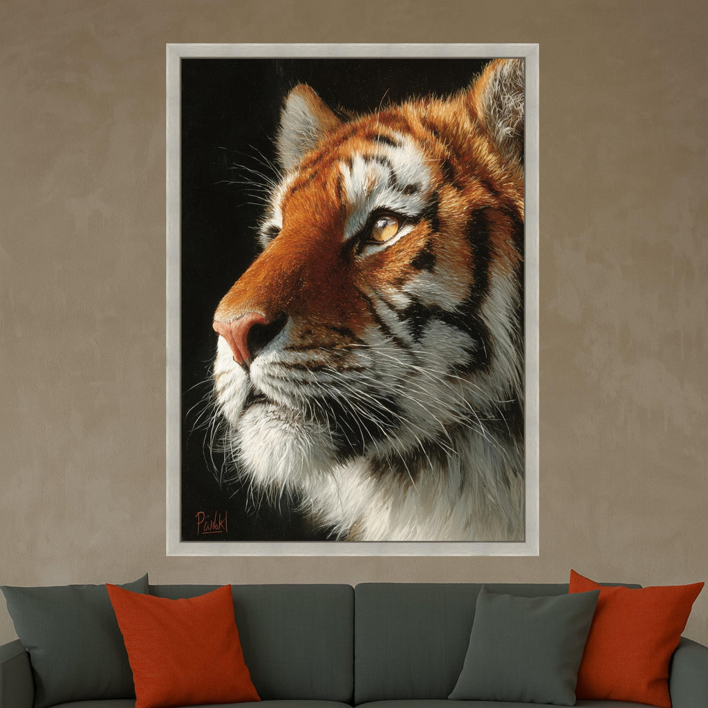 Regal Tiger Portrait Canvas, Close-Up Wildlife Wall Art, Big Cat Animal Canvas, Nature Inspired Home Decoration