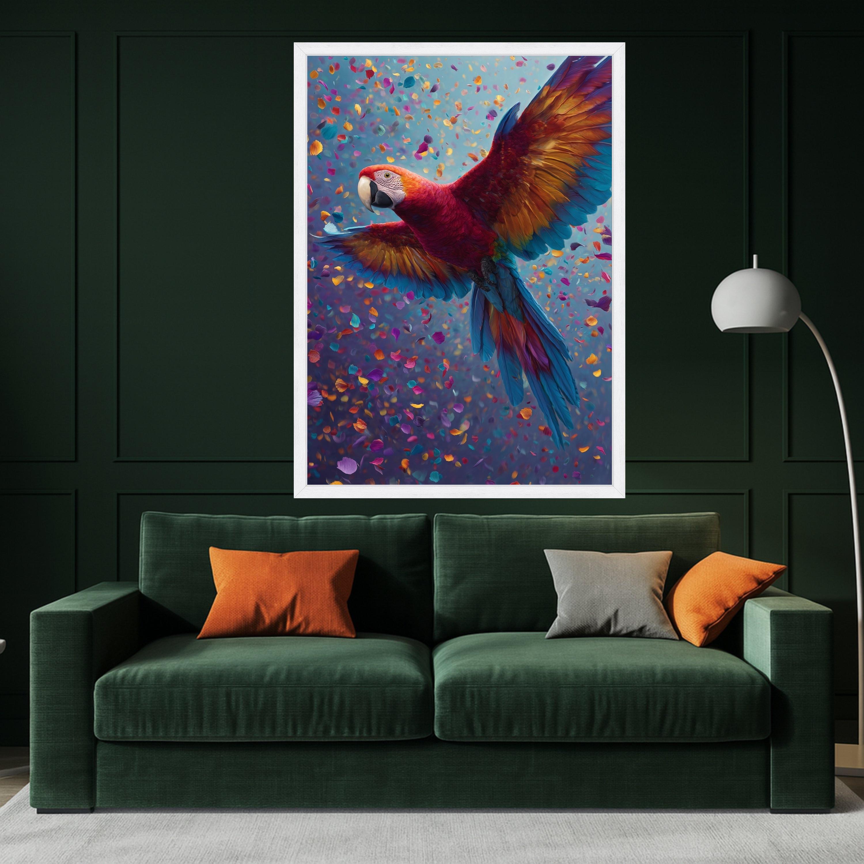 Vibrant Macaw Parrot Canvas, Tropical Bird Wall Art, Colorful Feather Flight, Exotic Wildlife Canvas, Home Decoration Art