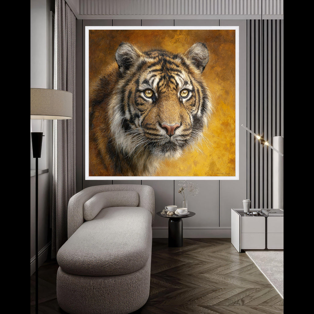 Majestic Tiger Portrait Canvas, Wildlife Wall Art, Animal Face Close-Up, Nature Home Decor, Ready to Hang Canvas