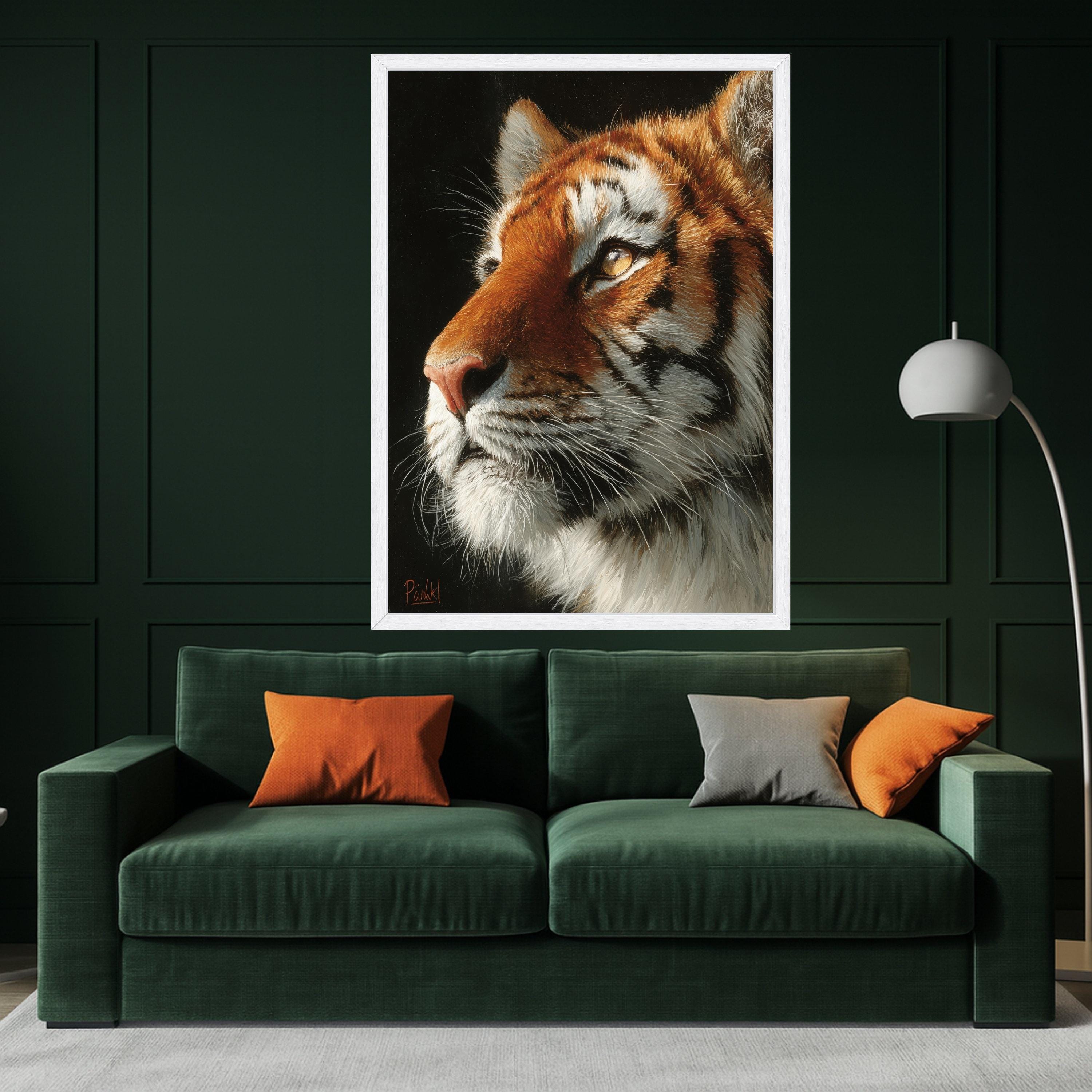 Regal Tiger Portrait Canvas, Close-Up Wildlife Wall Art, Big Cat Animal Canvas, Nature Inspired Home Decoration