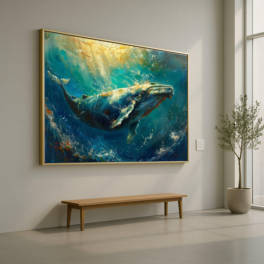Majestic Blue Whale Art Canvas Wall Art Print Ocean Life Whale Art Canvas Print Marine Animal Wall Art Print Coastal Decor