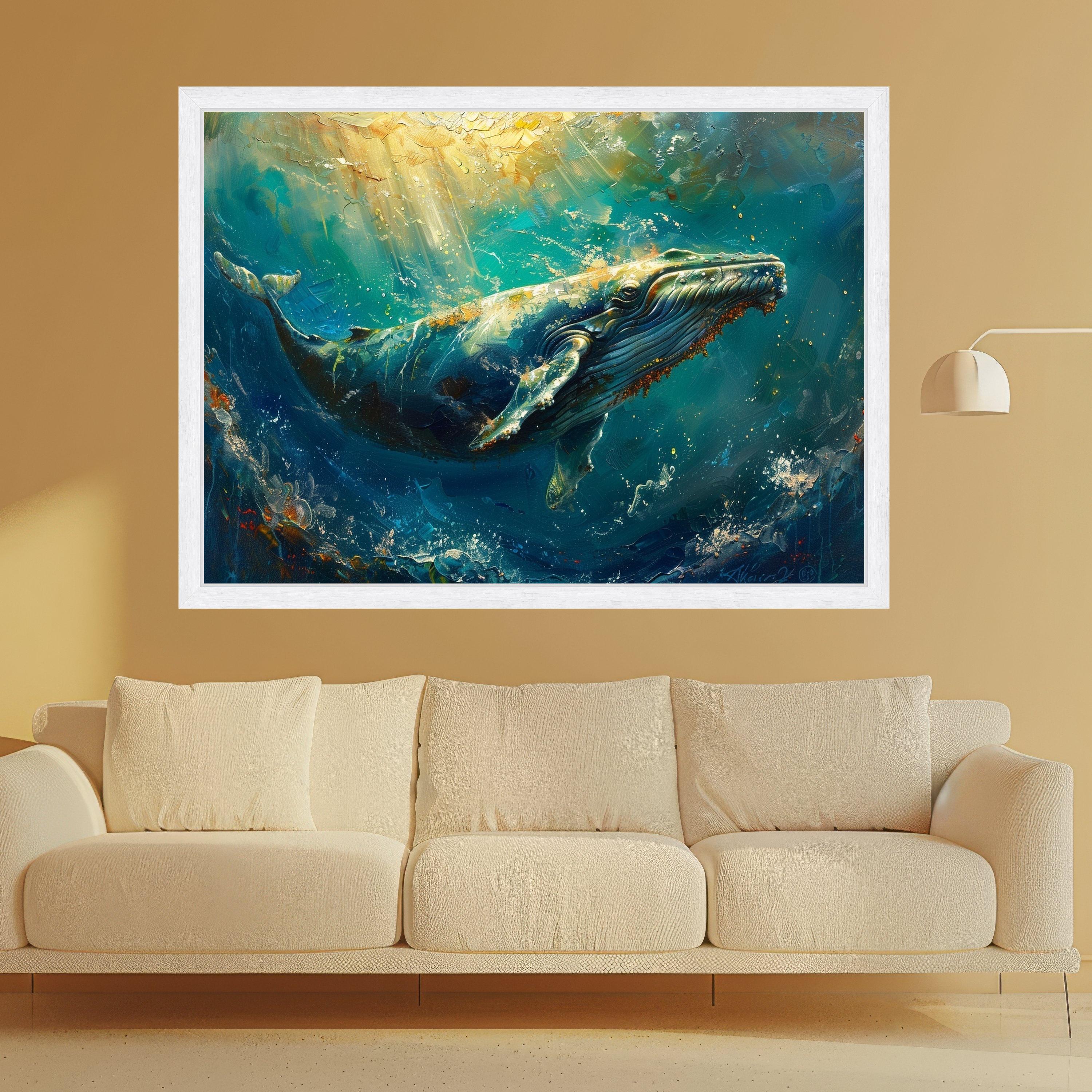 Majestic Blue Whale Art Canvas Wall Art Print Ocean Life Whale Art Canvas Print Marine Animal Wall Art Print Coastal Decor