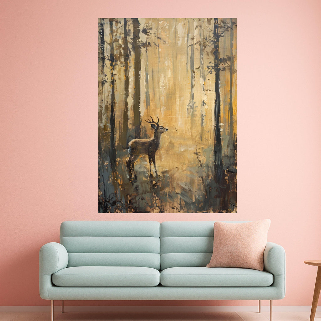 Majestic Deer Art Canvas Wall Art Print Autumn Forest Deer Art Canvas Print Rustic Woodland Wall Art Print Nature Decor