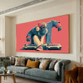 DJ Gorilla Canvas Print, Retro Music Wall Art, Ape With Headphones and Turntables, Pink Blue Street Style Poster Decor, retro music art