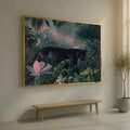 Black Panther Jungle Canvas Print, Moody Tropical Leopard Wall Decor, Dark Botanical Wildlife Art, Statement Living Room Piece